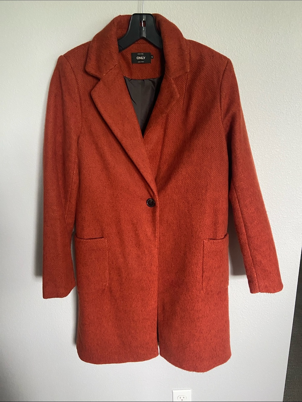 ONLY Rust Orange Single-Button Winter Coat